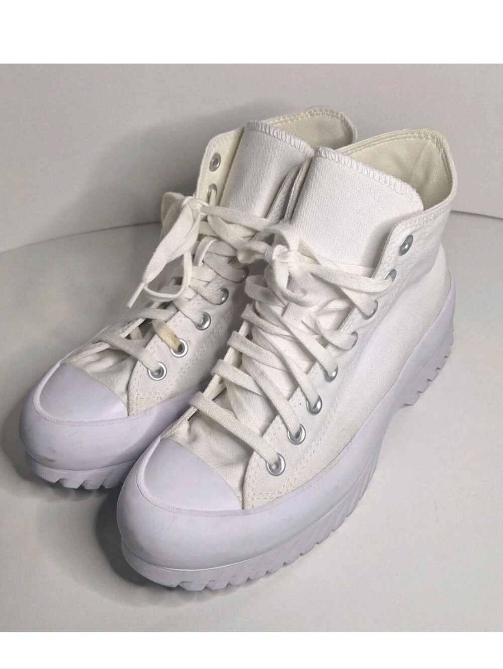 Converse Chuck Taylor All Star Lugged High White Platform Shoes Size 8.5 W 6.5 M